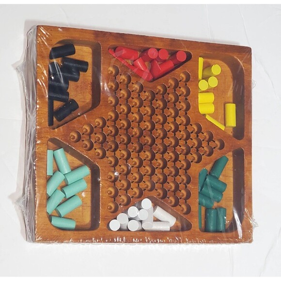 Sealed Wooden Chinese Checkers Game | 5x6 Travel Size | Retro Board Fun** - Picture 3 of 11